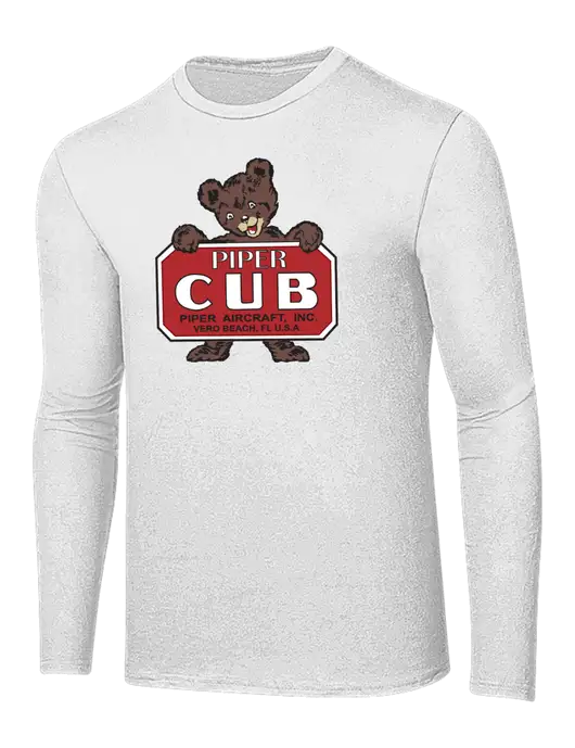 Ring Spun White 4.5 oz Long Sleeve T-Shirt w/Piper Cub Logo