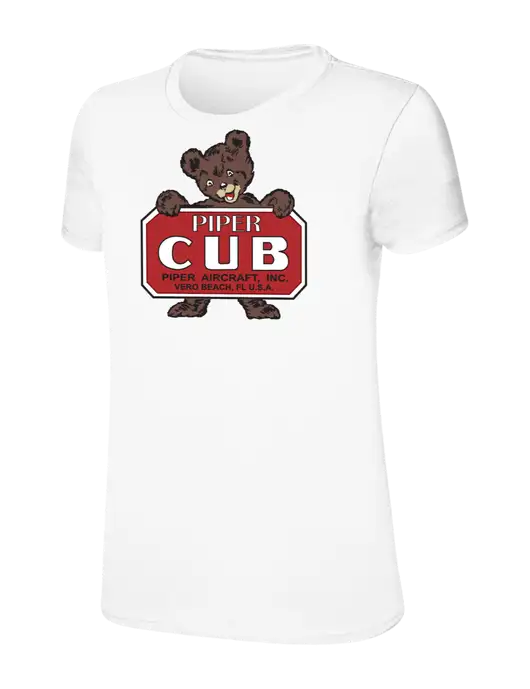 Womens Ring Spun White 4.5 oz T-Shirt w/Piper Cub Logo