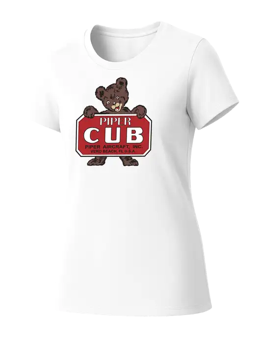 Womens Seriously Soft White T-Shirt w/Piper Cub Logo