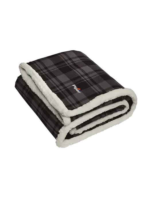 Charcoal/Medium Grey Flannel  Sherpa Blanket w/Piper Logo