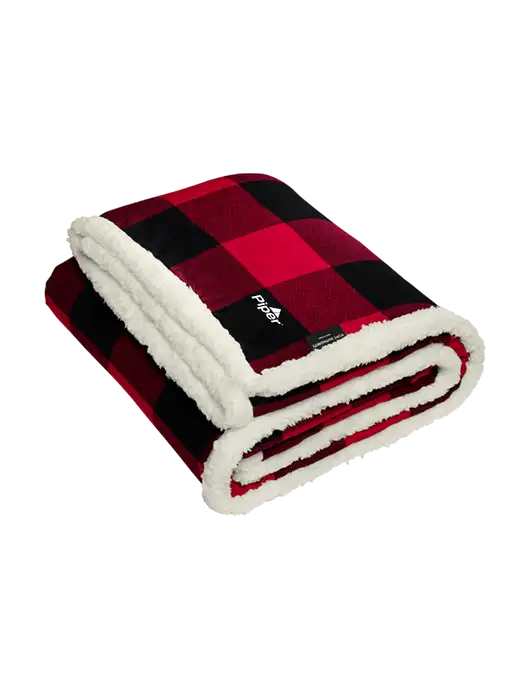 Red/Black Flannel  Sherpa Blanket w/Piper Logo