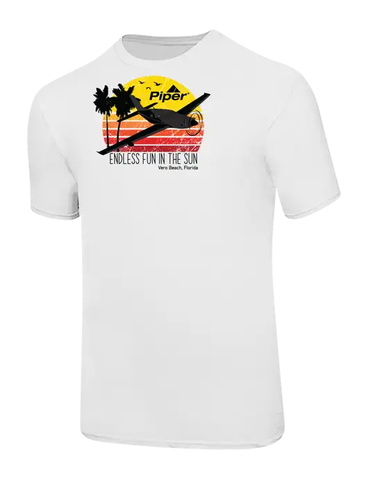 Ring Spun White 4.5 oz T-Shirt w/Piper Sun & Fun Logo