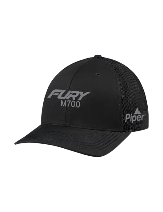 Richardson Adjustable Snapback Original 112 Trucker Cap Black w/Black Mesh w/M700 Fury Logo, Piper Logo