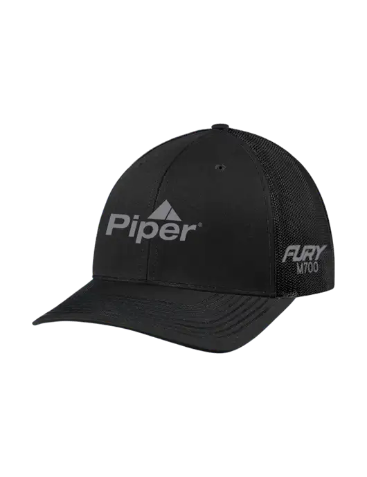 Richardson Adjustable Snapback Original 112 Trucker Cap Black w/Black Mesh w/M700 Fury Logo, Piper Logo
