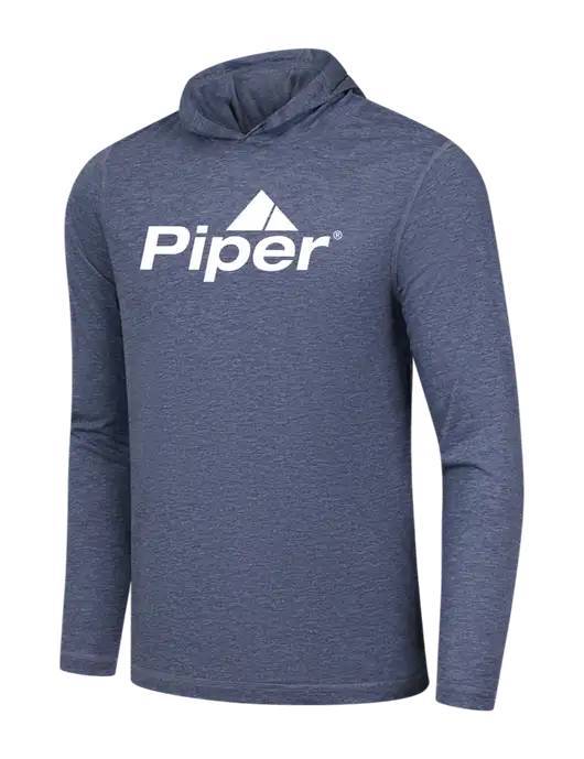 Luxury Active Navy Heather Lightweight Tri-Blend Wicking Long Sleeve Hoodie w/Piper Logo