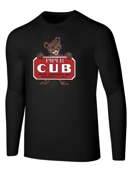 Seriously Soft Black Long Sleeve T-Shirt w/Piper Cub Logo