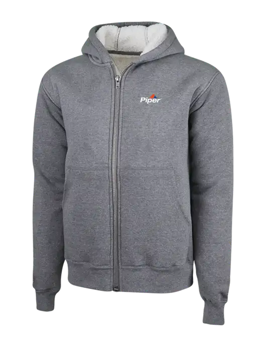 Cornerstone Grey Heather Heavyweight Sherpa Lined Hooded Fleece Jacket w/Piper Logo