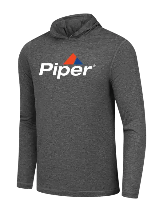 Luxury Active Dark Grey Heather Lightweight Tri-Blend Wicking Long Sleeve Hoodie w/Piper Logo