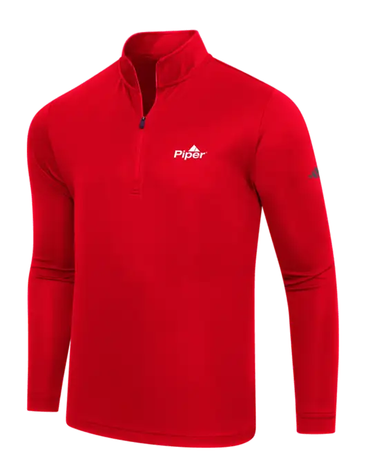 Adidas Red Lightweight Quarter Zip Pullover w/Piper Logo