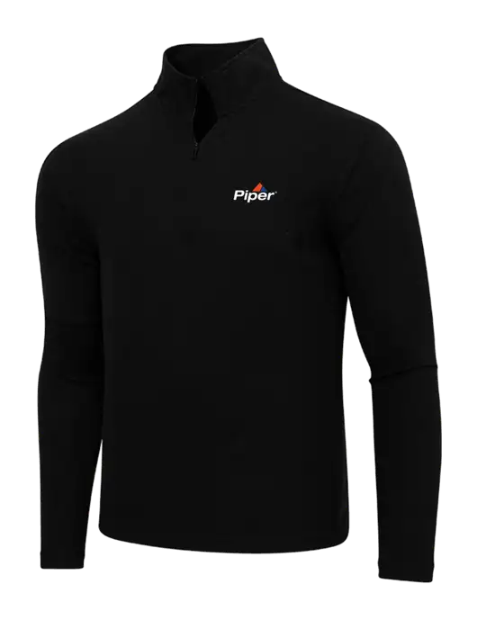 Adidas  Black Melange 3 Stripes Quarter Zip Sweater w/Piper Logo