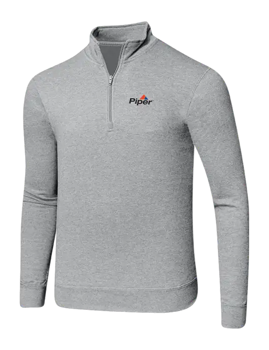 Light Heather Grey 8.5 oz Ring Spun 1/4 Zip Pullover Sweatshirt w/Piper Logo