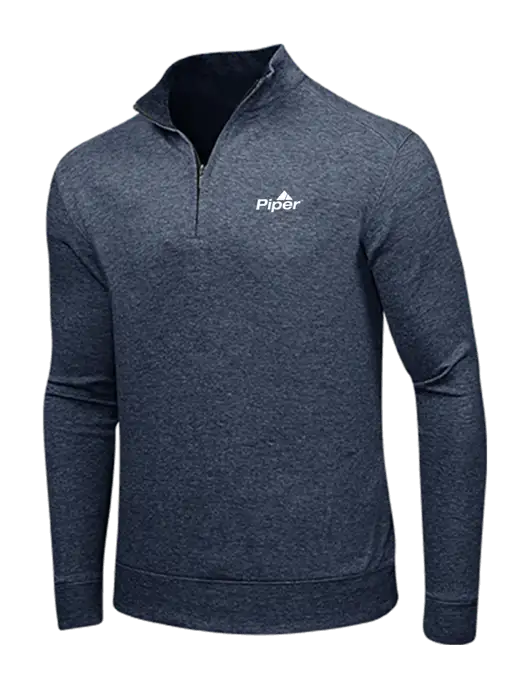 Estate Blue Heather/Charcoal Heather Interlock 1/4 Zip w/Piper Logo