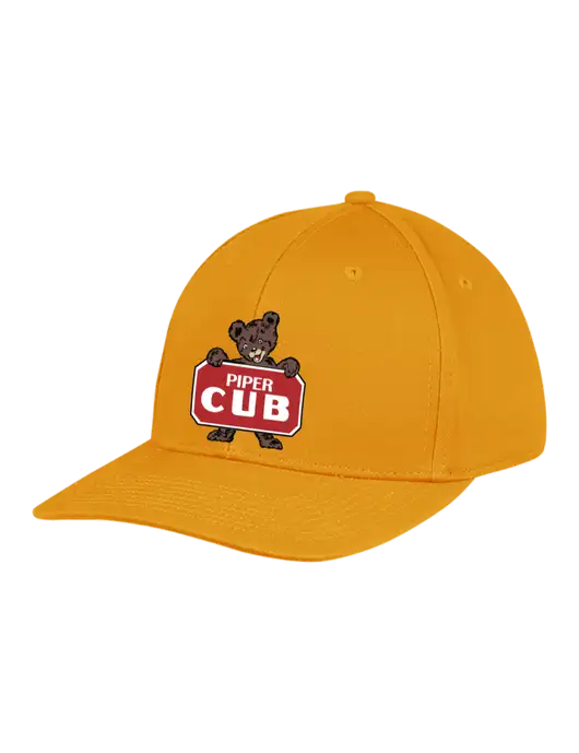 Premium Modern Structured Twill Yellow Gold Snapback Cap
 w/Piper Cub Logo