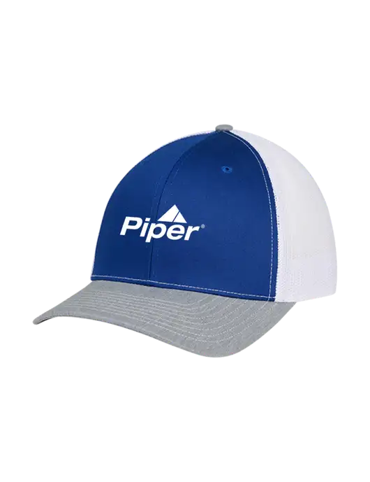 Richardson Adjustable Snapback Original 112 Trucker Cap Royal/HeatherGrey/White Mesh w/Piper Logo