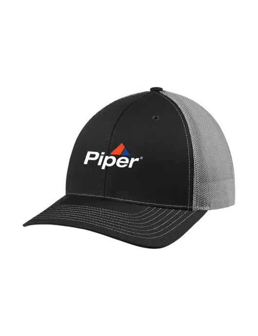 Richardson Adjustable Snapback Original 112 Trucker Cap Black w/Charcoal Mesh w/Piper Logo