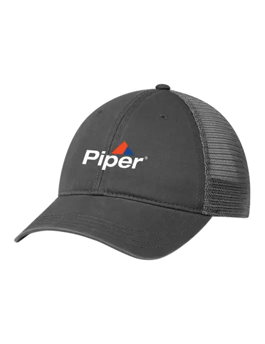Richardson 111 Garment Washed Trucker Cap Charcoal w/Charcoal Mesh w/Piper Logo