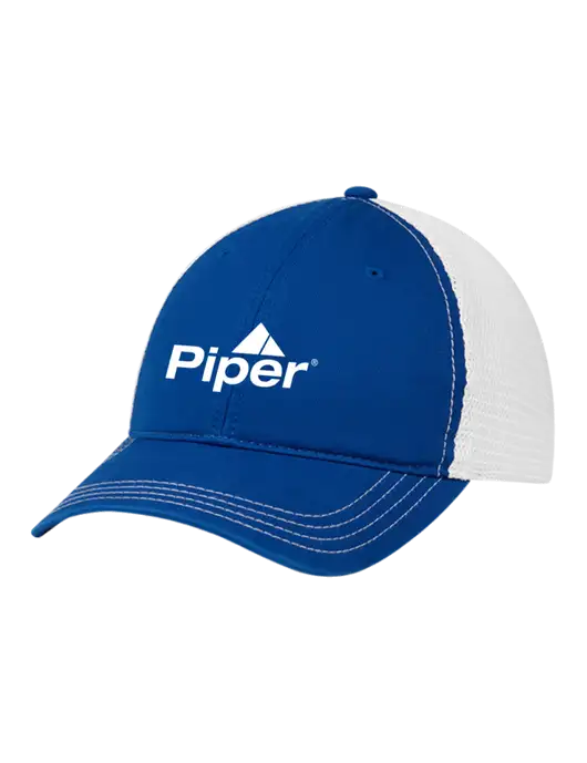 Richardson 111 Garment Washed Trucker Cap Royal w/White Mesh w/Piper Logo