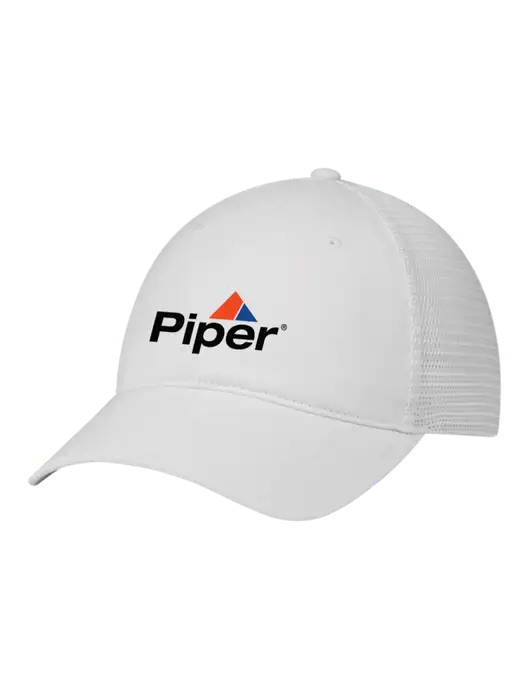 Richardson 111 Garment Washed Trucker Cap White w/White Mesh w/Piper Logo