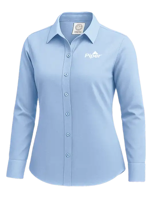 Brooks Brothers Womens Light Blue Wrinkle-Free Stretch Nailhead Shirt w/Piper Logo
