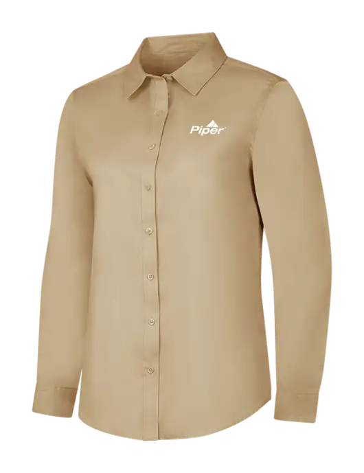 Dark Tan Womens Long Sleeve Superpro React Twill Shirt w/Piper Logo