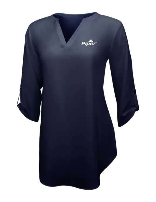 Navy Womens 3/4 Sleeve Tunic Blouse w/Piper Logo