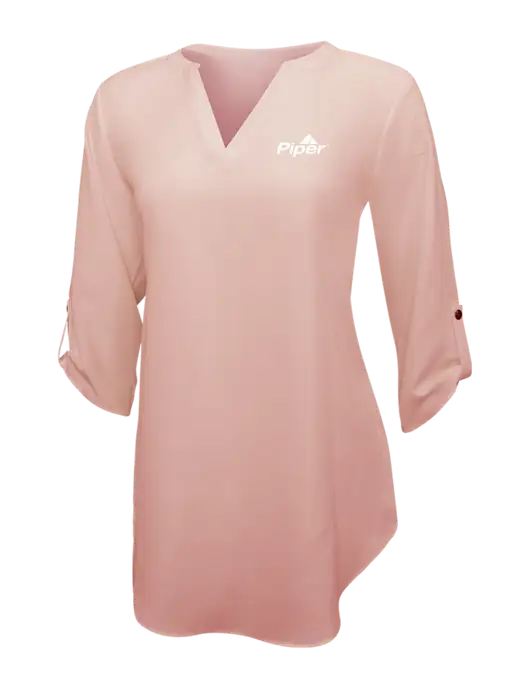 Light Coral Womens 3/4 Sleeve Tunic Blouse w/Piper Logo