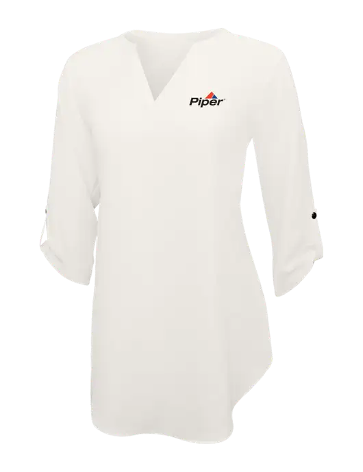 Ivory Womens 3/4 Sleeve Tunic Blouse w/Piper Logo