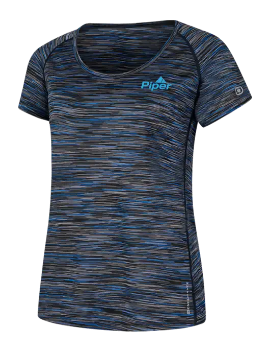 OGIO Womens Black/Royal Space Dye Verge Scoop Neck w/Piper Logo