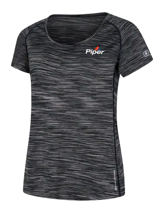 OGIO Womens Black Space Dye Verge Scoop Neck w/Piper Logo