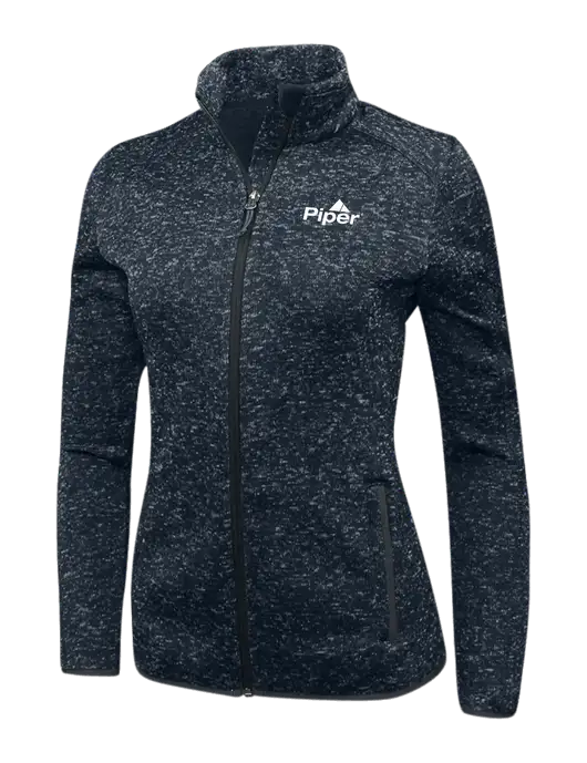 Navy Heather Womens Sweater Fleece Jacket w/Piper Logo