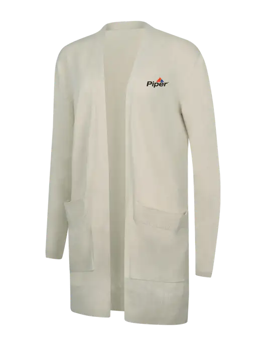 Mercer+Mettle Womens Ivory Open Front Cardigan Sweater w/Piper Logo
