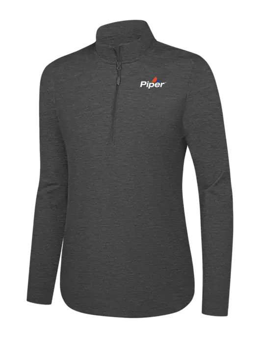  Womens Dark Grey Heather C-FREE Double Knit 1/4-Zip w/Piper Logo