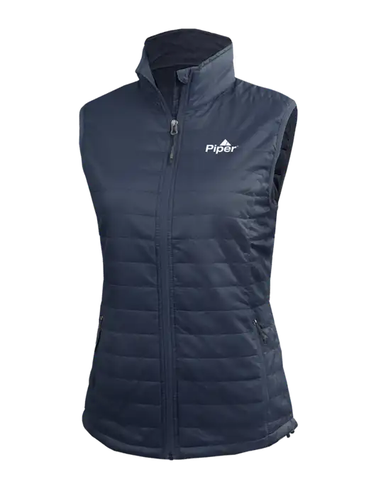 Womens Packable Navy Puffy Vest w/Piper Logo