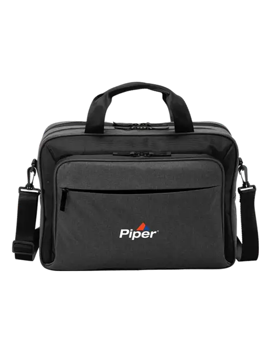 Travel Exec Graphite Heather/Black Laptop Briefcase w/Piper Logo