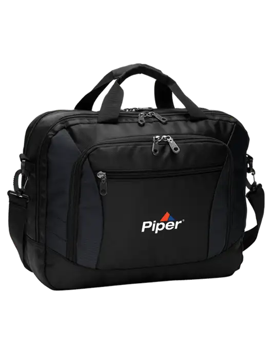 Commuter Black Laptop Briefcase w/Piper Logo
