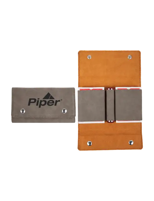 Grey Leatherette Card & Dice Set w/Piper Logo