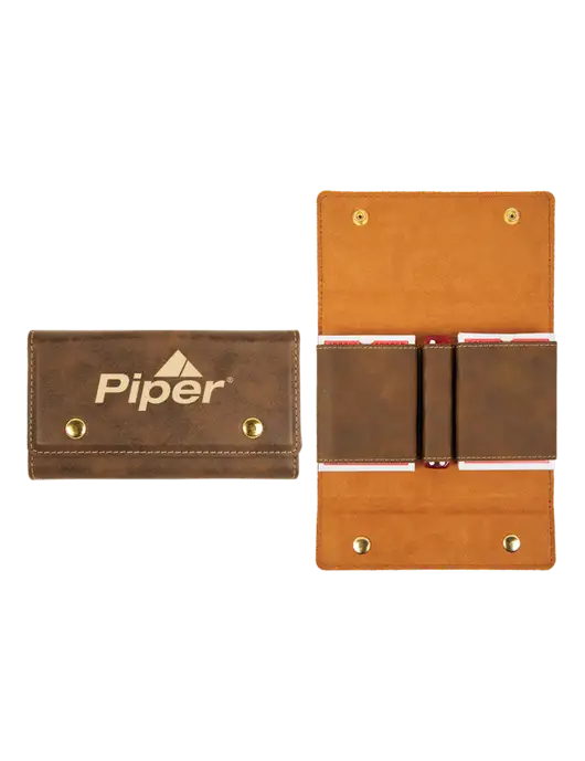 Rustic Leatherette Card & Dice Set w/Piper Logo