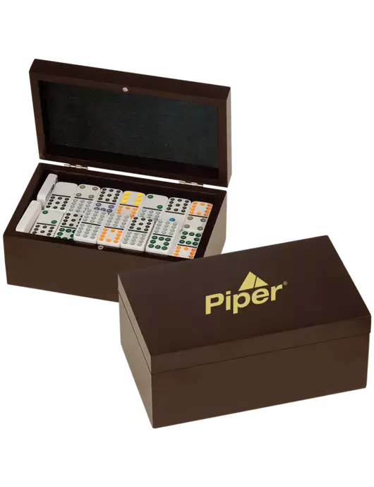 Rosewood Double Twelves 91 Piece Dominos Set w/Piper Logo
