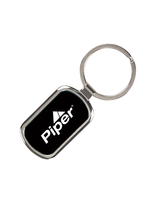 Black Laserable Rectangle Keychain w/Piper Logo