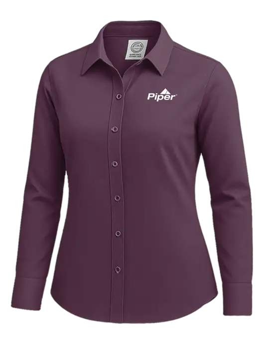 Brooks Brothers Womens Eggplant Wrinkle-Free Stretch Nailhead Shirt w/Piper Logo
