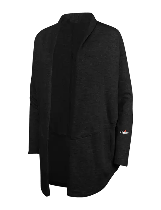 Deep Black/Charcoal Heather Womens Interlock Cardigan w/Piper Logo