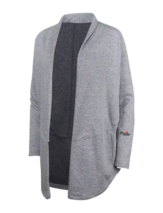 Medium Heather Grey/Char Heather Womens Interlock Cardigan w/Piper Logo