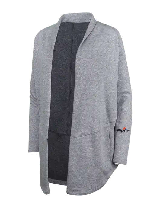 Medium Heather Grey/Char Heather Womens Interlock Cardigan w/Piper Logo