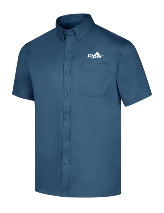 Short Sleeve Light Navy Superpro React Twill Shirt w/Piper Logo