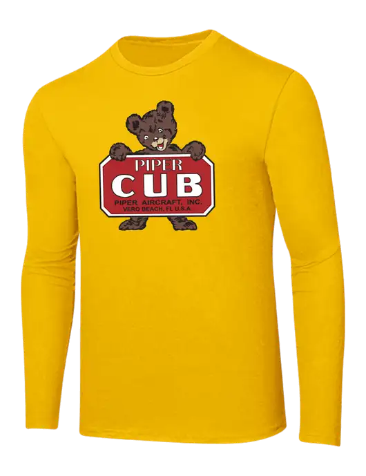 Ring Spun Yellow Gold 4.5 oz Long Sleeve T-Shirt
 w/Piper Cub Logo