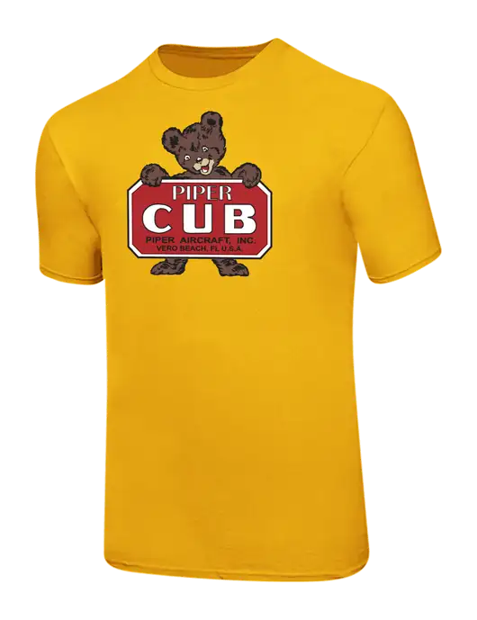 Ring Spun Yellow Gold 4.5 oz T-Shirt
 w/Piper Cub Logo