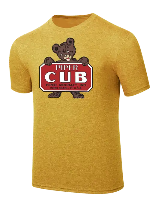 Simply Soft Yellow Gold Heathered 4.5oz Poly/Combed Ring Spun Cotton T-Shirt
 w/Piper Cub Logo