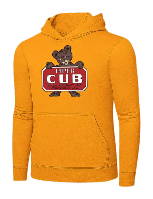 Yellow Gold 7.8 oz Ring Spun Hooded Sweatshirt w/Piper Cub Logo