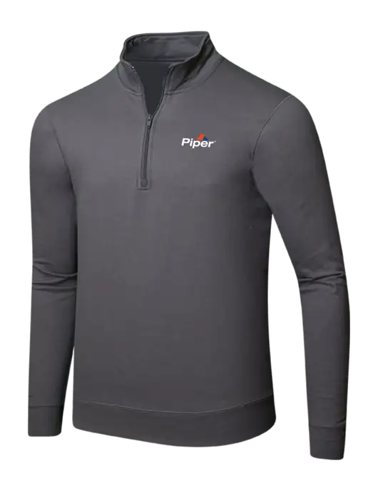 Charcoal 8.5 oz Ring Spun 1/4 Zip Pullover Sweatshirt w/Piper Logo