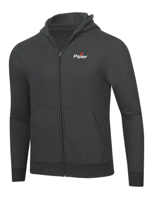 Charcoal 8.5 oz Ring Spun Zip Hooded Sweatshirt w/Piper Logo